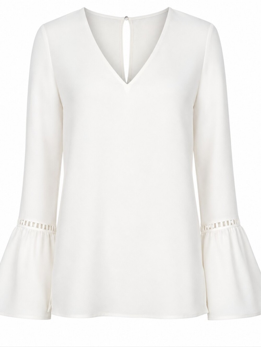 TED BAKER LONDON | White V Neck Bell Sleeve Blouse Romantic Balletcore | S
